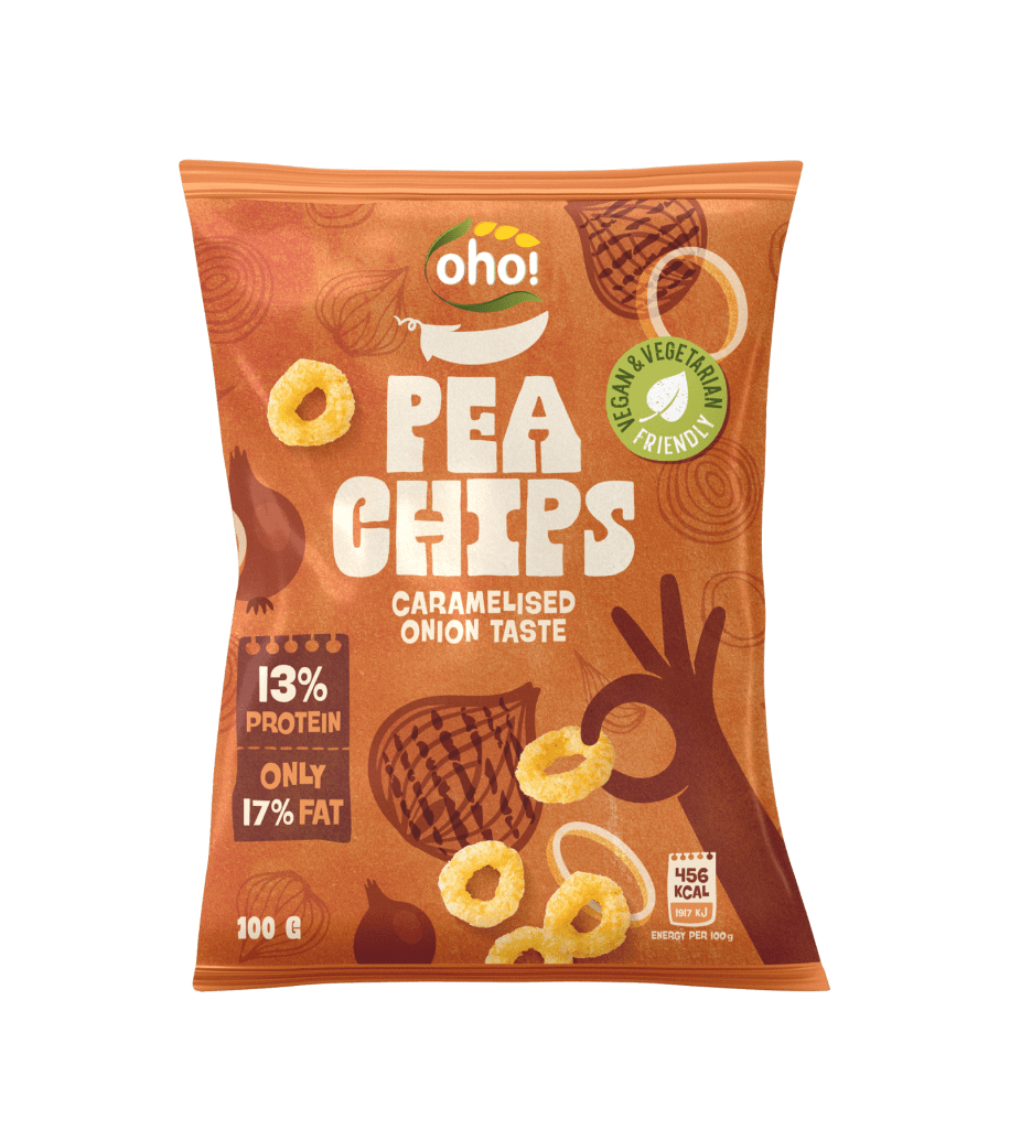 Caramelised onion taste pea chips