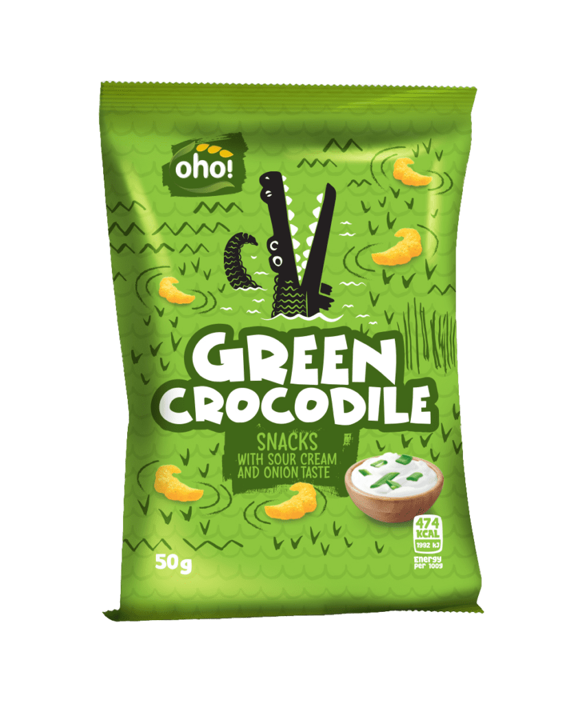 Sour cream and onion flavour chips “Green Crocodile”