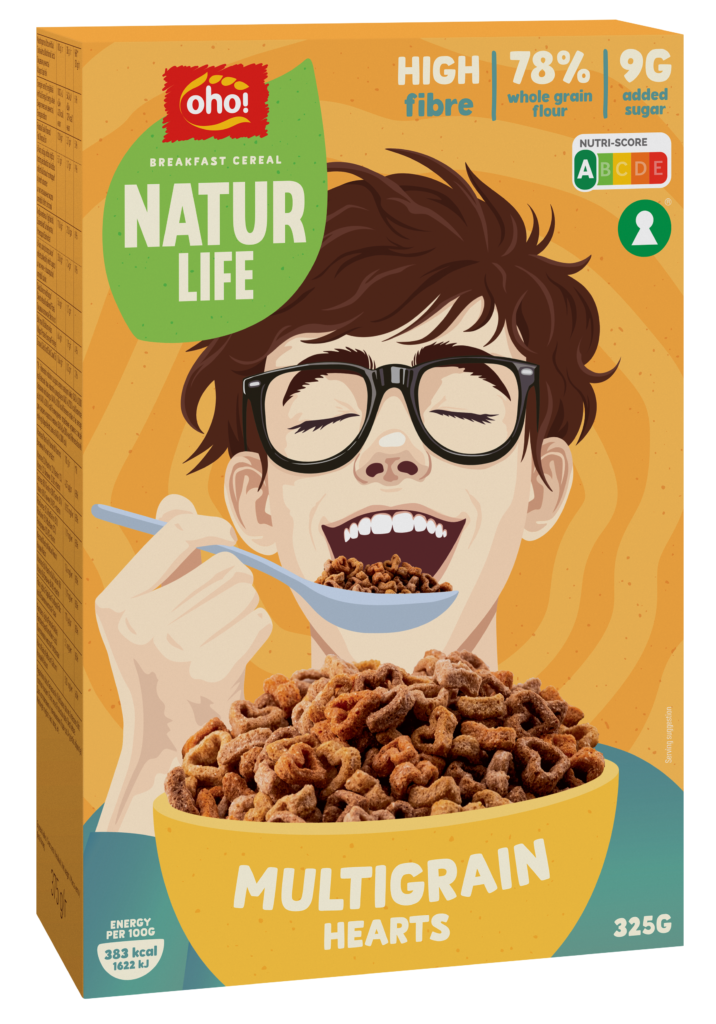 Breakfast cereal with whole grain flour “Multigrain hearts”