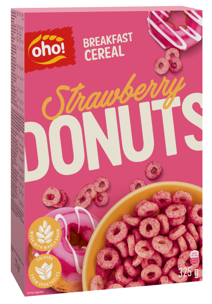 Breakfast cereal with donuts and strawberry flavour “Strawberry donuts”